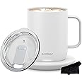 Ember Temperature Control Smart Mug 2, 14oz White, App Controlled Heated Coffee Cup, Double Your Battery Life When You Pair Ember Mug with an Ember Sliding Lid, Signature Series Cloth