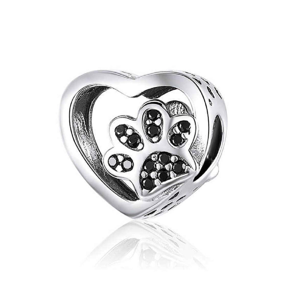 FeatherWish 925 Sterling Silver I Love My Cat Dog Pet Animal Love Heart Family Best Friend Bead Charm Fits And Compatible With Pandora Bracelets Gift Friend Birthday Sister Mum