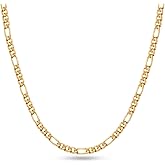 Hadoken 925 Sterling Silver Clasp 3/4/5mm Diamond Cut Figaro Link Chain Necklace for Men Women 16/18/20/22/24/26/28/30 Inch