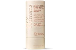 Hey Humans Deodorant, Aluminum Free Deodorant for Women and Men, Contains Naturally Derived Ingredients, All Day Odor Control, Refreshing Essential Oils, Earth Friendly Package, Rosewater Ginger