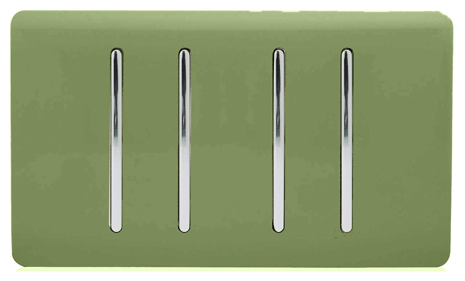 Trendi 4 Gang 3 Way Intermediate Artistic Modern Glossy 10 Amp Rocker Light Switch Moss Green