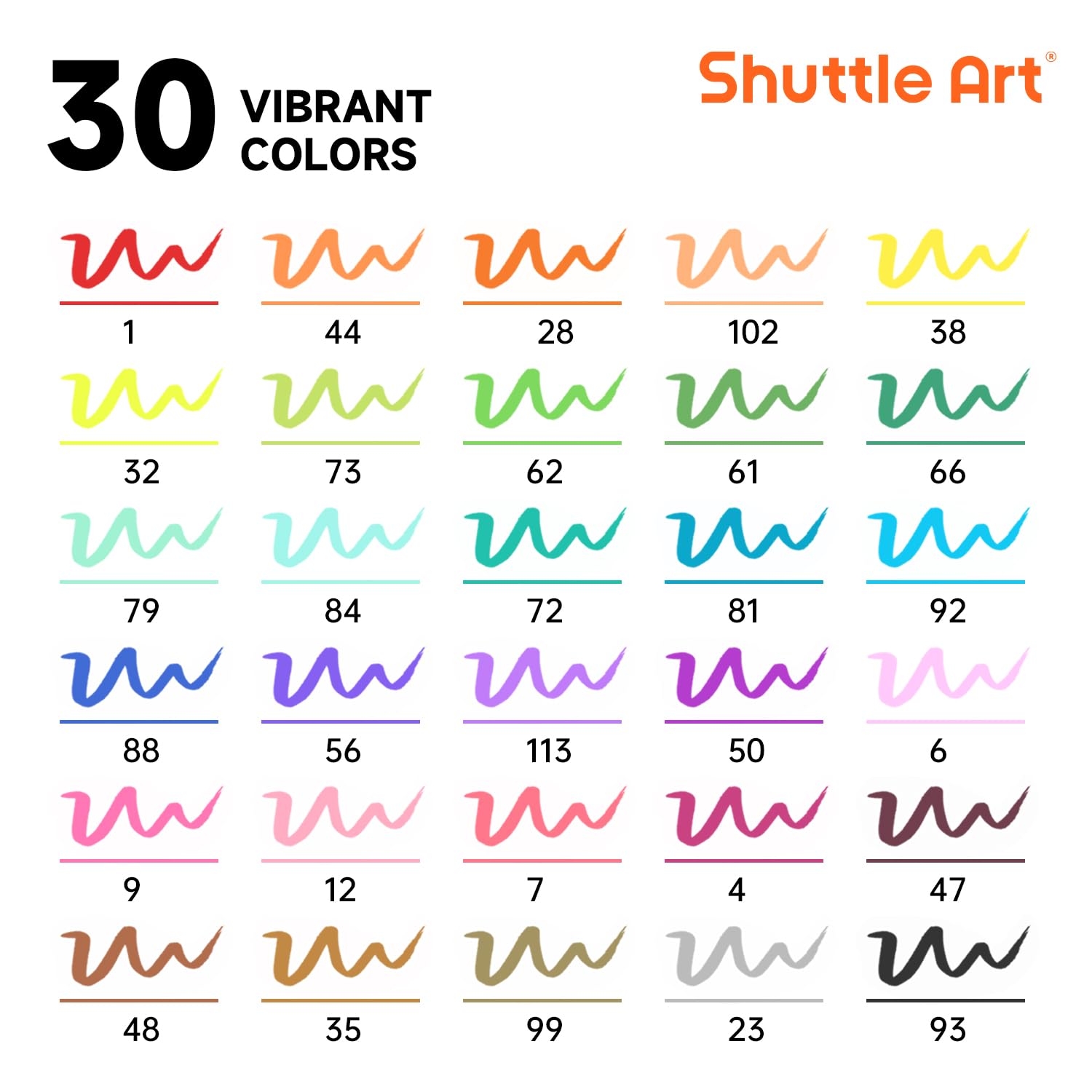 Shuttle Art Dual Tip Brush Marker Pens, 30 Colors Dual Tip Calligraphy Pens Fine and Brush Tip Markers Set, Water-based Ink Perfect for Kids Adult Artist Calligraphy Journal Doodling Writing