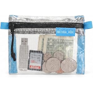 TACTICAL_GEEK HS6 Clear Mini Coin Pouch, Lightweight Transparent PE Mesh Zipper Storage Bag, Small Organizer for Coins, Folde