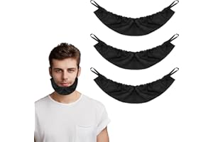 BREMOROU 3 Pcs Beard Cover Men Beard Bonnet Black Beards Bandana Adjustable Silky Bib Satin Facial Hair Apron Guard Bonnet Rag Man Bedtime Bib Beards Cover Ear Fit Mens Father Festival Gifts
