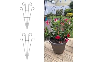 MTB SUPPLY 2 Pack Black Coated Wave Pot Trellis 23'' Stakes for Climbing Plants Patio Plant Support for Outdoor,Rose, Vegetable Flower, Backyard