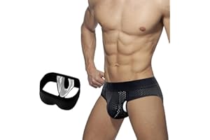 Henlvie Men's Separate Pouch Athletic Underwear Breathable Mesh Briefs 3D Ball Pouch Support Wide Waistband