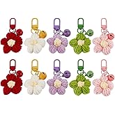 GOMAKERER 10 Pcs 5 Styles Cute Flower keychains, Handmade Floral Bag Charms Aesthetic Keychain Charms for Purse Wallet Handbag Car Keys