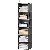 YOUDENOVA Hanging Closet Organizer and Storage, 6-Shelf Closet Hanging Storage Shelves, Grey