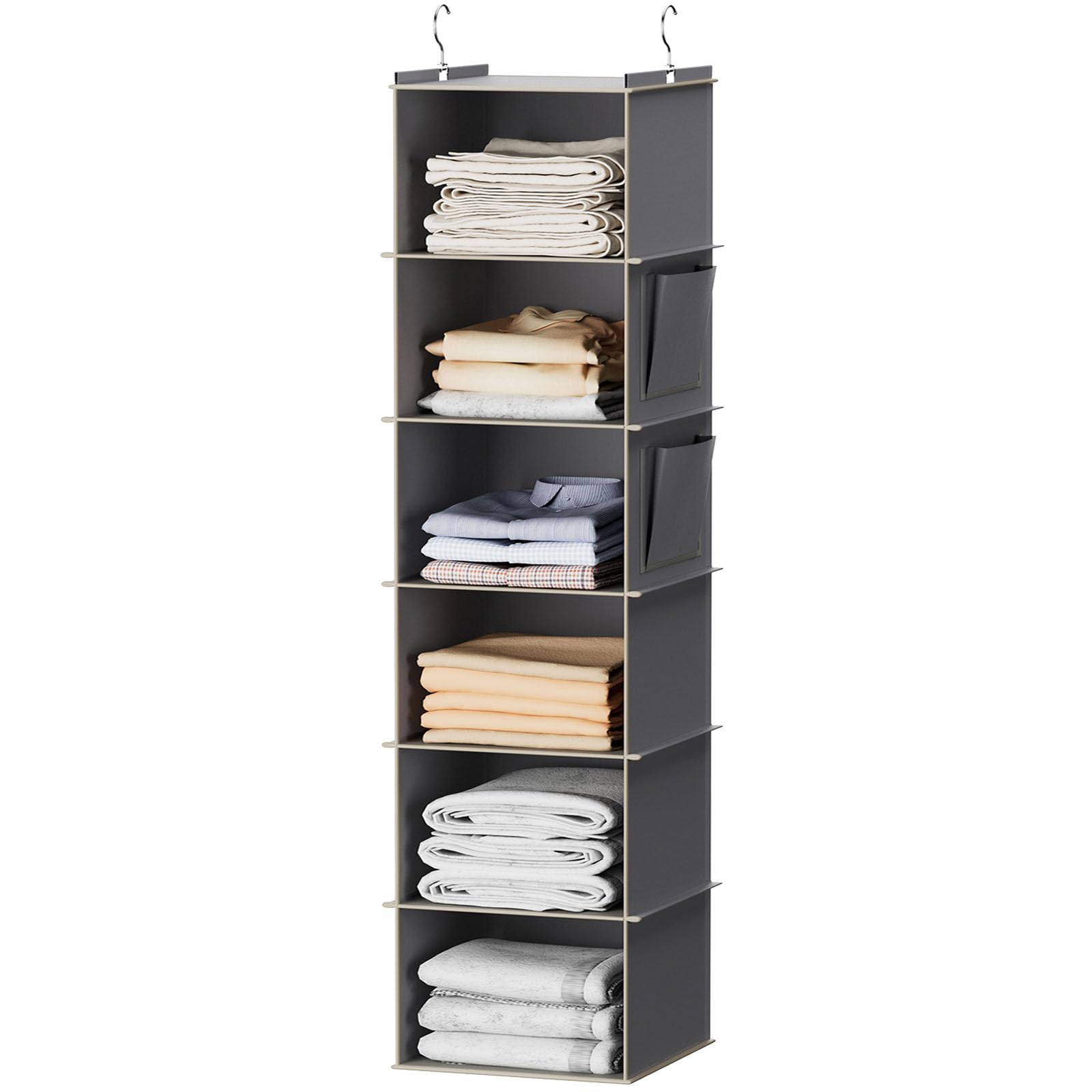 Photo 1 of YOUDENOVA Hanging Closet Organizer and Storage, 6-Shelf Closet Hanging Storage Shelves, Grey