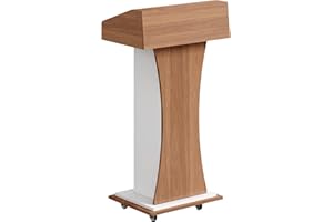 Xibolai Wooden Podium Stand Wheeled Lectern 16MM Wood Board Elegant Design with Storage Wooden Pulpit for Restaurants Churche