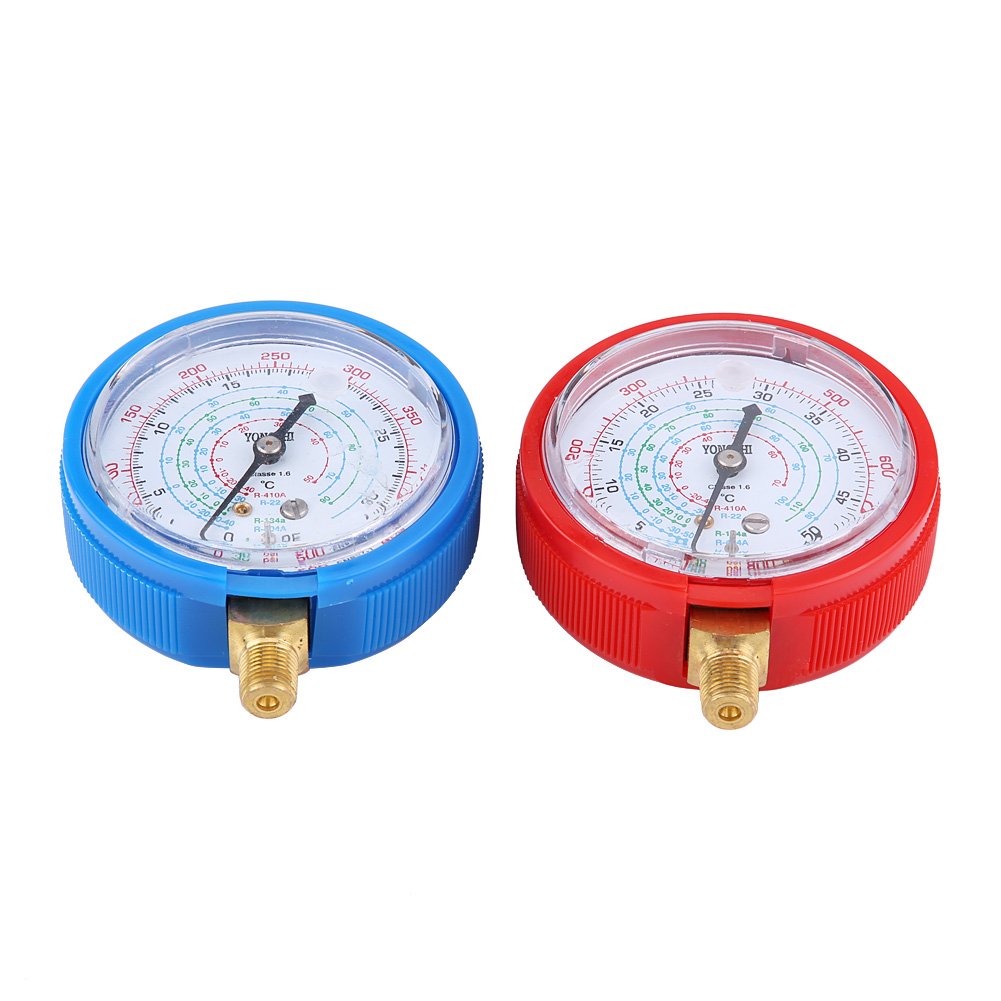 KIMISS AC Diagnostic Manifold Gauge Kit,1 Pair of Air Conditioner R410A R134A R22 Refrigerant High & Low Pressure Gauge Kit