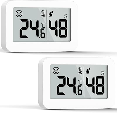 DOOMAY 2-Pack Mini Hygrometer Indoor Thermometer Humidity Gauge Celsius LCD