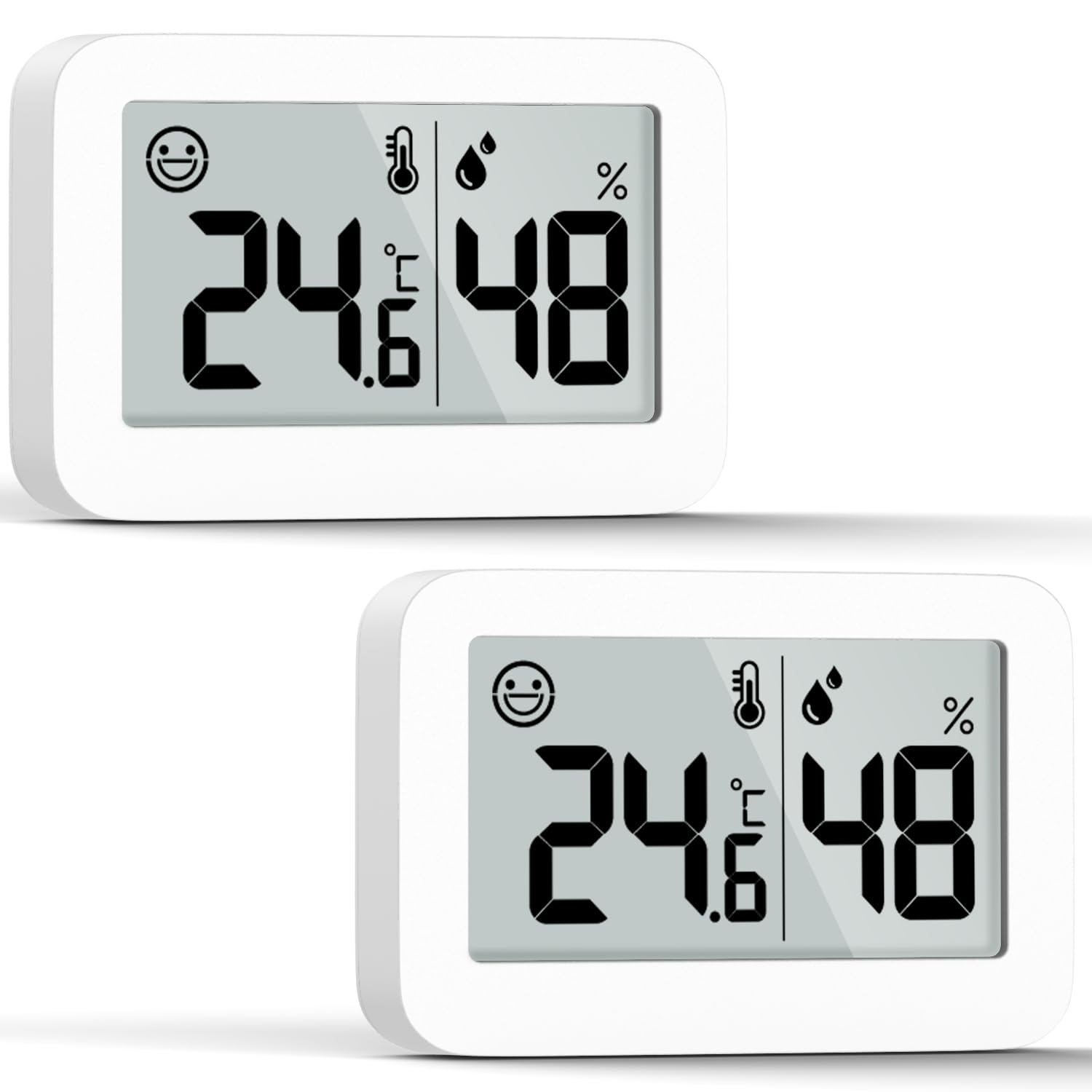 DOOMAY 2-Pack Mini Hygrometer Indoor Thermometer, Humidity Gauge with Celsius (℃), Humidity Meter Digital Temperature Monitor for Greenhouse Babyroom Cellar Reptile Incubator Closet
