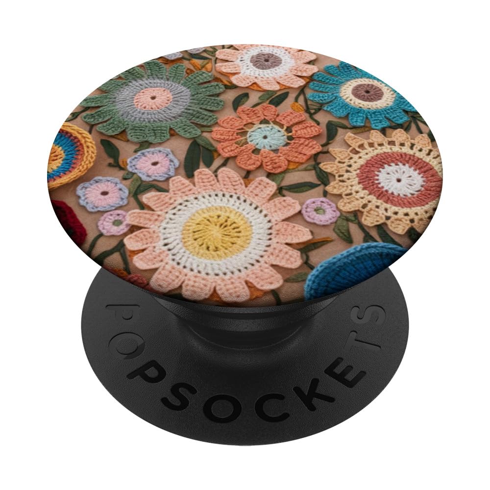 Crochet Lover Boho Flowers PopSockets Swappable PopGrip