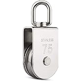 STARVAST M75 Lifting Single Pulley Loading 1322 lbs | Stainless Steel Heavy Duty Swivel Lifting Rope Pulley Block 75mm Pulley Hoists Roller, Work with 3/8 to 1/2 inch Ropes