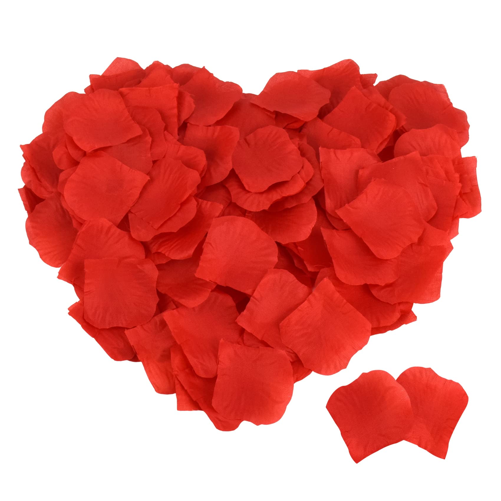 MELGO 1000 Pcs Red Rose Petals for Bedroom, Valentines Petals, Artificial Rose Flowers, Emulation Silk Rose Petals for Wedding Anniversary, Valentines Decorations (1000, Red)