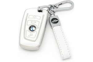 HAOYOUMEI Suitable For BMW Key.Advanced soft TPU key case is compatible with 1 X1 X3 2 X4 4 X5 5 X6 M5 M6 6 7 F20 3 GT3 GT5 key 360 Degree full protection key (Type A White Key Cover + key chain set)