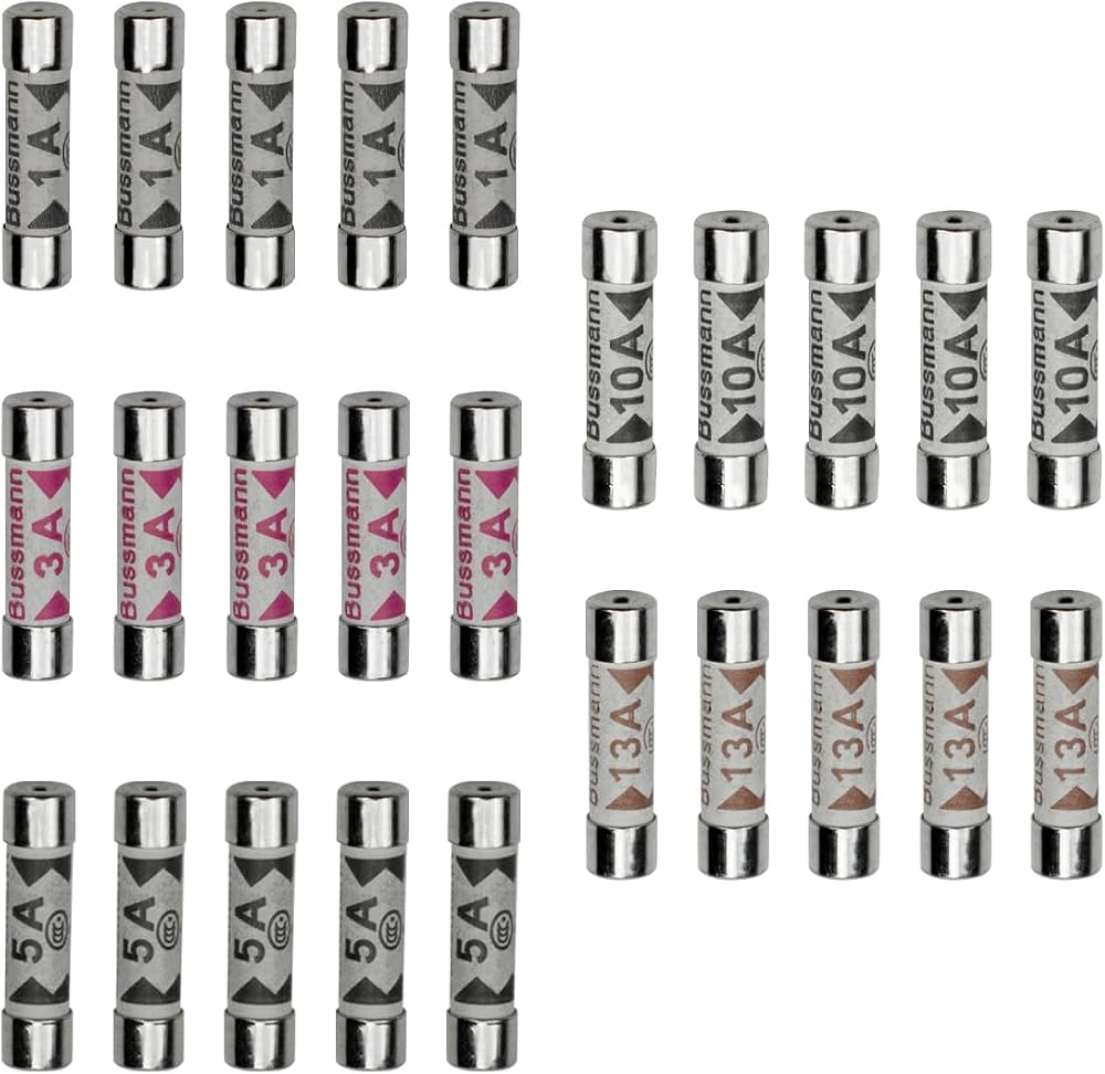 Innfeeltech 25Pcs BS1362 Ceramic Tube Fuse 6.3x25mm 1A 3A 5A 10A 13A 240V