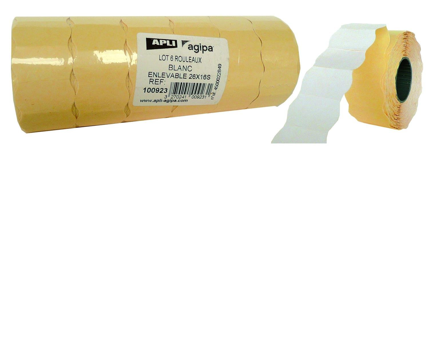 APLI 100923 Package of 6 rolls 1000 labels Removable white