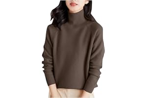 Women's Sweaters Turtleneck Long Sleeve Ribbed Knit Shirts Casual Solid Color Plain Petite Jumper Tops Knitwear