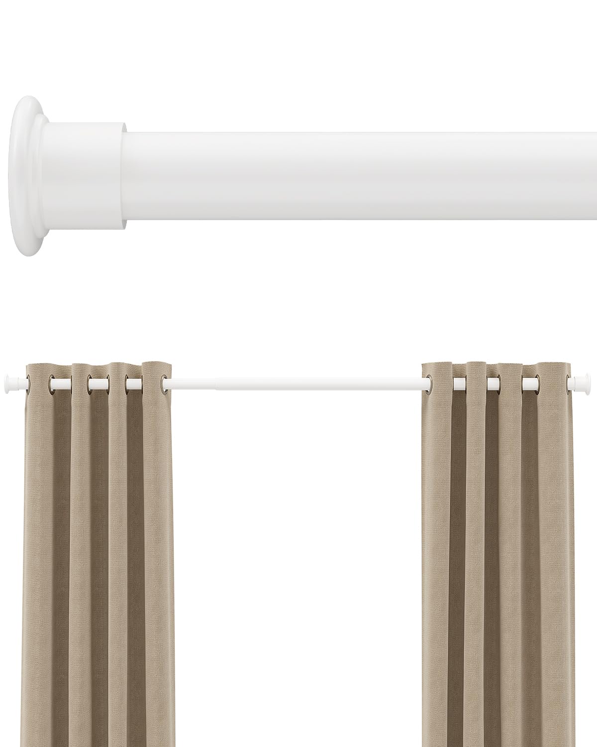 Photo 1 of ***It is used, missing a part, and it is not known if it works 100%.***Tension Curtain Rod by EZFurni,42-123 Inches,Heavy Duty Tension Rods for Windows, No Drilling Adjustable Curtain Rod for Patio, Hold Up Blackout Curtains and Non Slip, White