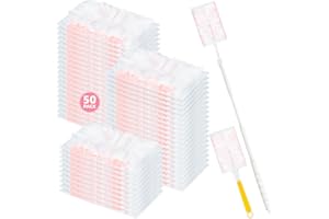 NICEMIYA 52 Count Disposable Duster Refills for Cleaning, 180° Dusters Refills Compatible with Swiffer (Pink, 50 Count Dust Removal Brushes + 1 Standard Handle + 1 Extended Handle)