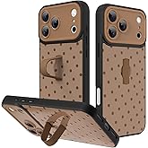 KANGHAR Compatible with iPhone 17 Pro Case Brown Dot Pattern Cute Wristband Stand Phone Cover for Women Girls Men Shockproof Slim Protective Cover Phone 17 Pro 6.3 Inch