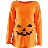 Women's Maternity Funny Xray Halloween Skeleton Costume Pregnancy Cute Long Sleeve Pregnant T Shirts
