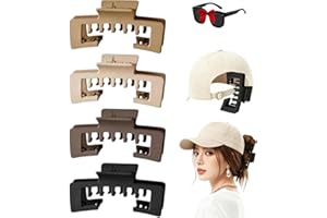 Claw Clips for Baseball Hair Clip, Hats Hair Clip, 4 Pcs Trucker Hat Hair Clips for Women, Non-Slip Strong Hold Trucker Hat H