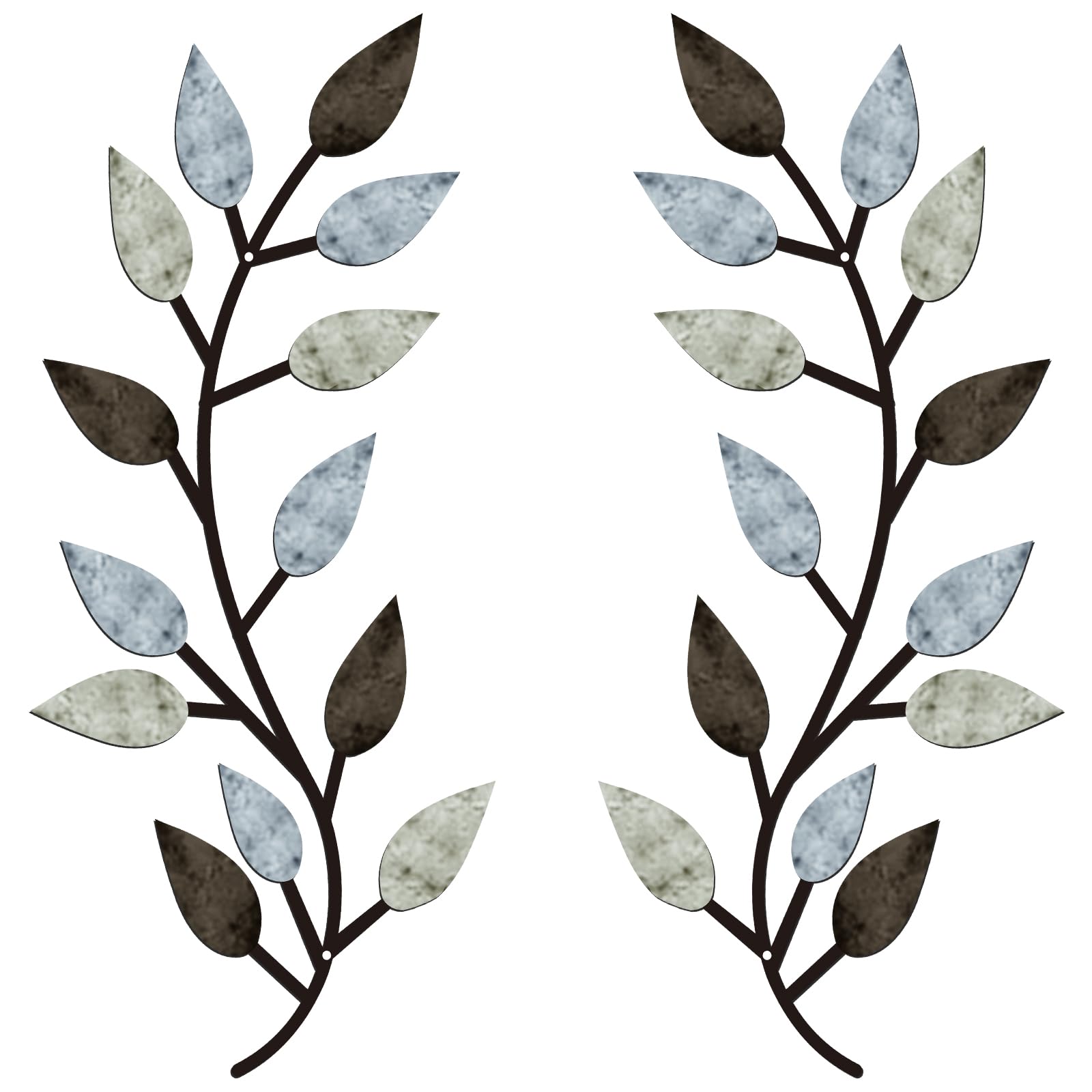 Photo 1 of Zhengmy 2 Pieces Metal Tree Leaf Wall Decor Vine Olive Branch Leaf Wall Art Living Room, Hallway Wall Decor Outdoor Decoration(Pastel Colors)