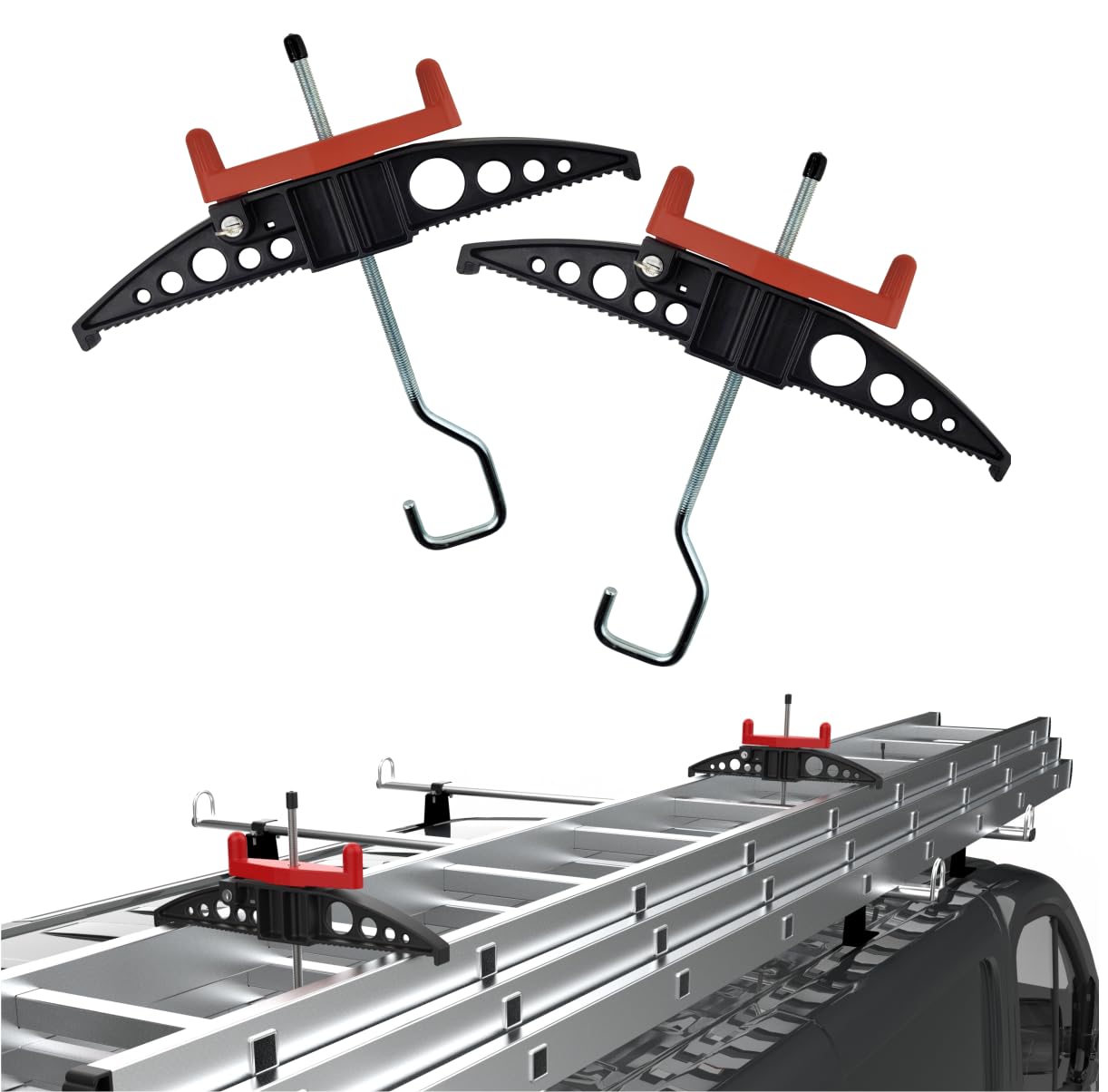 Van Ladder Clamps - Easy-Clamps - Clamp ladders for roof Rack Bars up to 55mm Wide. Built in Key Locks