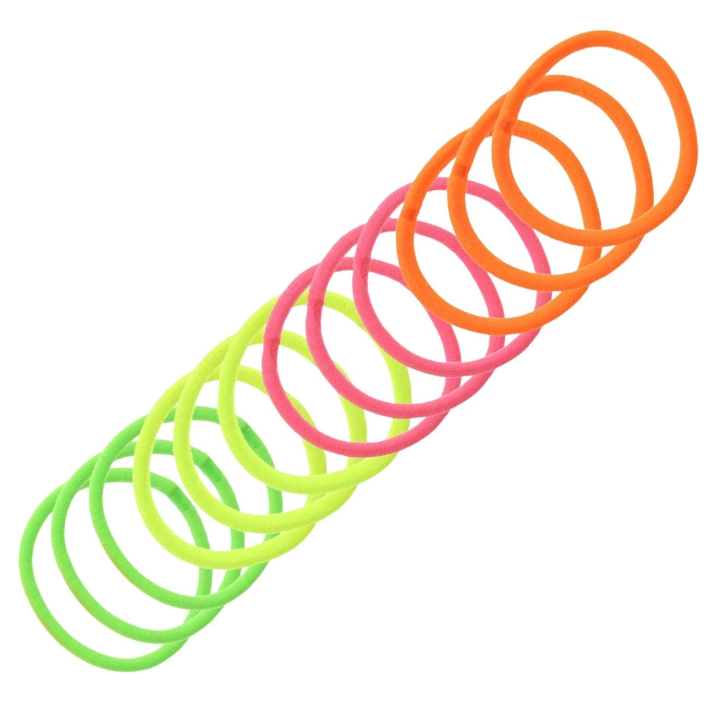 Topkids Accessories Hair Bobbles for Girls and Women, Hair Elastics Hair Bands for Girls Hair Ties Ponytail Holders Hair Accessories for Women Rubber Bands for Hair (12pcs Neon)