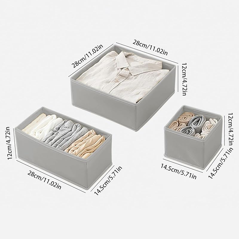Organizadores de Cajones, Separadores Plegables, Organizador de Armario para Ropa Interior de Dormitorio, Organizador de Camisas, Calcetines y Ropa (12 psc grey) — foto 7 de 7