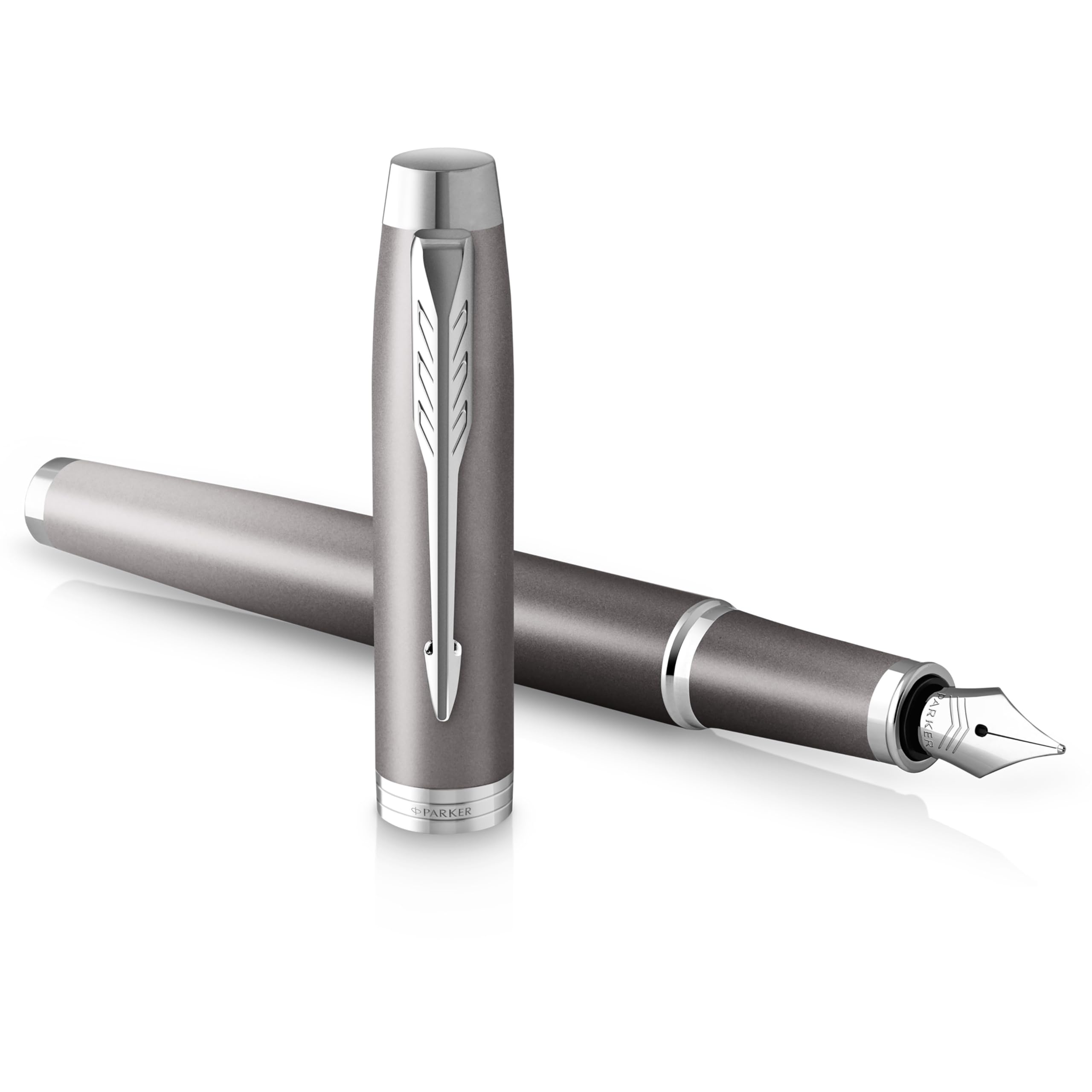 PARKER IM Writing Rituals Fountain Pen, Grey Finish with Gradient, Chrome Trims, Medium Nib, Blue Ink, Gift Box — image 1