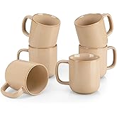 vancasso 16 oz Coffee Mugs Set of 6, Large Ceramic Mug with Handle, Unique Glaze Coffee Cups for Latte, Cappuccino & Hot Cocoa, Dishwasher & Microwave Safe, Brown, Series PLAYA