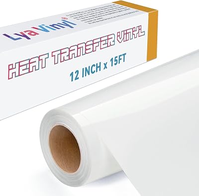 Lya Vinyl 15ft White HTV Vinyl Roll for Cricut Silhouette Cameo 12in x 15ft