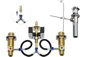 MERDICMENT Upgraded 9000 Series Rough-In Valve with Drain Assembly,1/2-Inch IPS Connections,Compatible with Moen Widespread Bathroom Sink Faucet,Featuring M-PACT Technology, Brass,Upgraded for Flawless Alignment