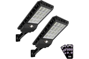 Arily Solar Street Lights Outdoor 144 LED Street Light Solar Powered Street Light Dusk to Dawn Solar Outdoor Lights Remote Control Solar Barn Lights for Parking Lot, Garage, Yard -2 Pack