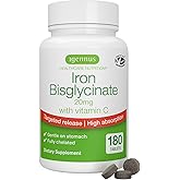 Igennus Clean Iron Bisglycinate 20mg, Vitamin C, 6 Month Supply, Gentle Chelated High Absorption Formula & Targeted Release Ferrous Bisglycinate for Women and Men, One Daily, Vegan, 180 Tablets