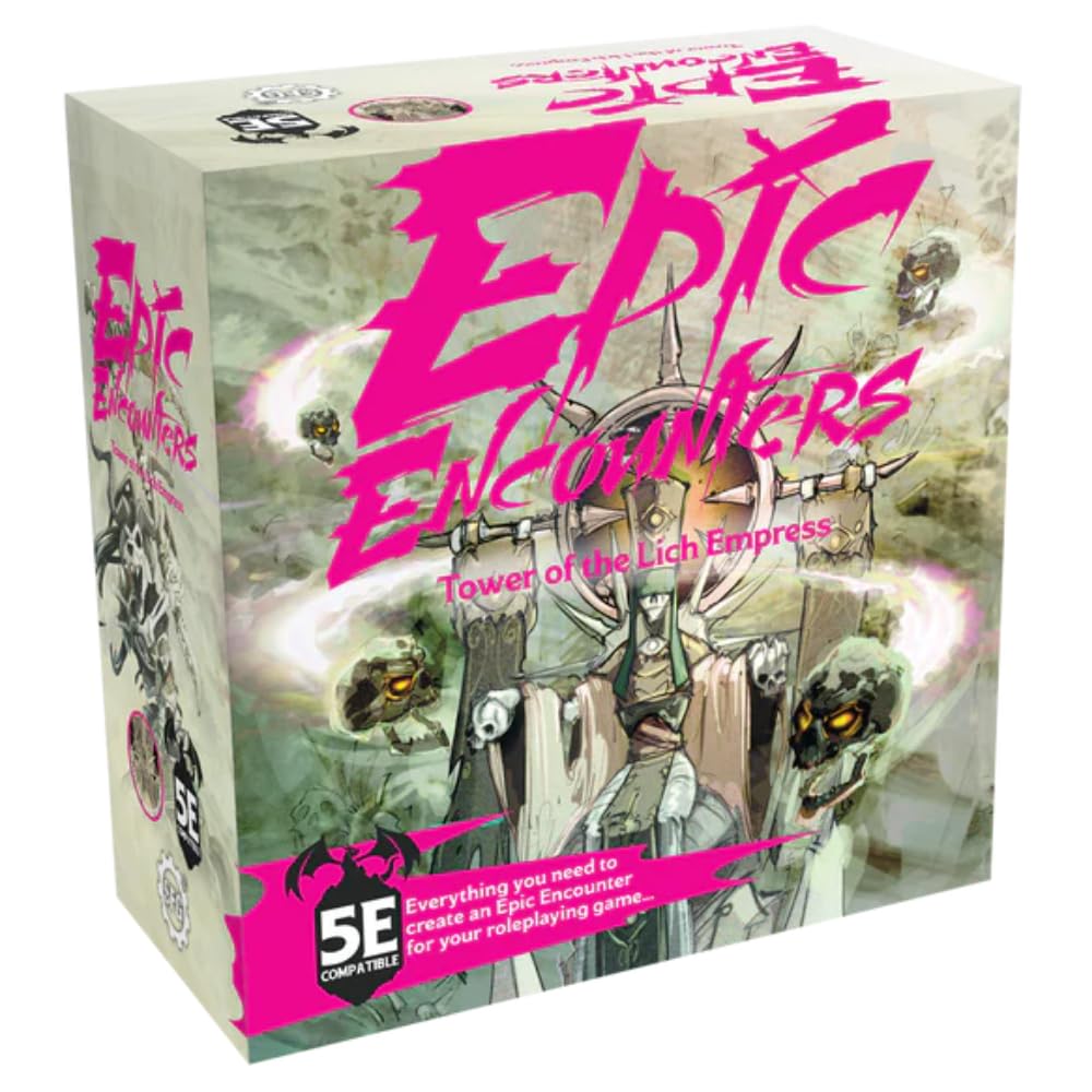 Epic Encounters: Tower of the Lich Empress RPG Fantasy Roleplaying Tabletop Game with HUGE Boss Miniature, Double-Sided Mat, & Master Adventure Book with Monster Stats, 5E Compatible