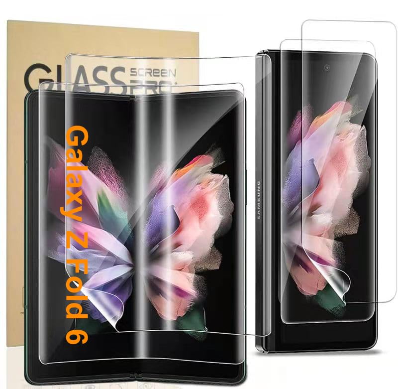 Photo 1 of ELEYBTEH Screen Protector for Samsung Galaxy Z Fold 6 5G, Flexible TPU Screen Protector, 2 Pack Front with 2 Pack Inside, Face ID Unlock, Case Friendly, Bubble Free, Anti-Scratch, HD Clear