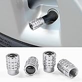 4PCS Car Tire Valve Stem Caps, Heavy Duty Leak-Proof Auto Tire Valve Caps with Rubber Seal, Aluminum Alloy Wheel Valve Stem Covers, Universal Car Accessories for Car Truck SUV Motorcycle Bike (Silver)