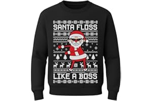 Tstars Santa Floss Like a Boss Christmas Sweatshirt - Funny Ugly Holiday Sweater Style Pullover for Youth Kids