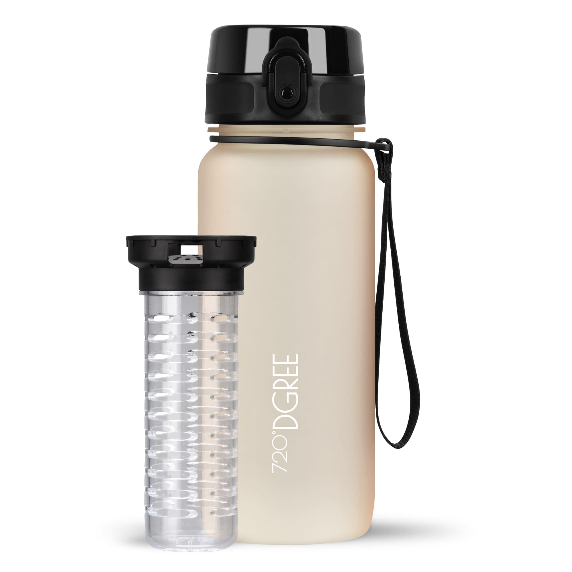 720°DGREE Water Bottle “uberBottle“ - 650 ml softTouch +Fruit-Infuser, BPA-Free Tritan, Leakproof, Reusable Drinking Bottle - Sports Bottle for Gym, Kids, School, Fitness, Running, Travel, Office
