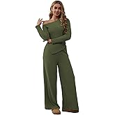 Mrskoala Women Two Piece Outfits Sets Lounge Off Shoulder Wide Leg Pant Tracksuit
