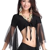 ZLTdream Lady's Belly Dance Mesh Bandage Top Long Sleeves for Women &amp; Big Girls