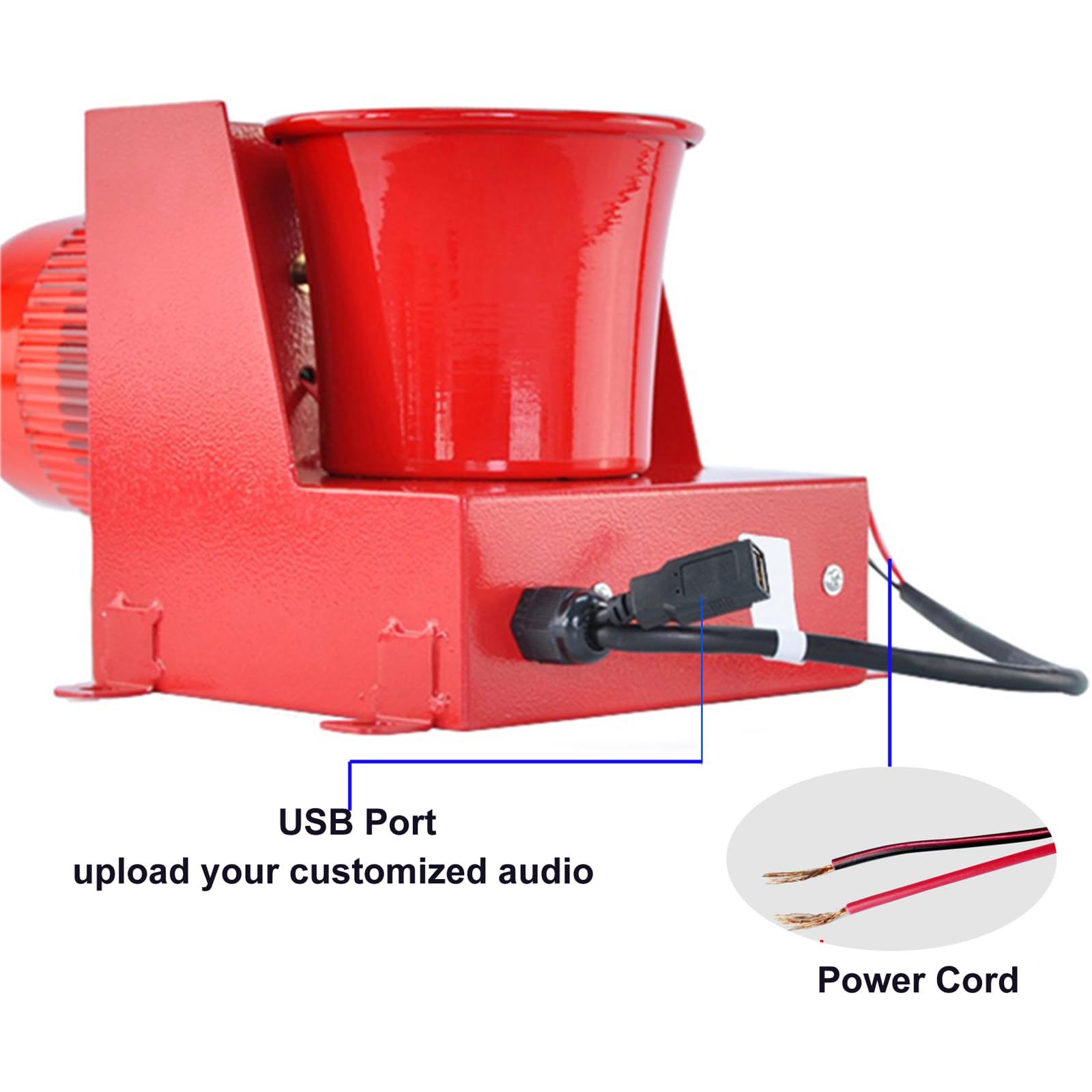 Alarm Siren with Strobe Light 120dB Sound 25W Outdoor Waterproof Emergency Security Siren with Adjustable Volume Tone (with Plug) AC110V-120V