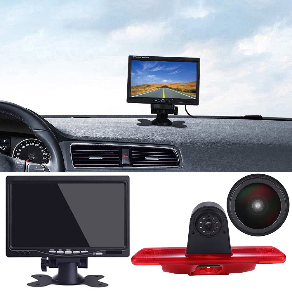 HD IP68 Reversing System Brake Light Reversing Camera Van Roof Camera Parking Aid with Angle Adjustable IR Night Vision Compatible with Pe-ugeot Expert / FIAT Scudo / Citroen Jumpy / to-yota Proace