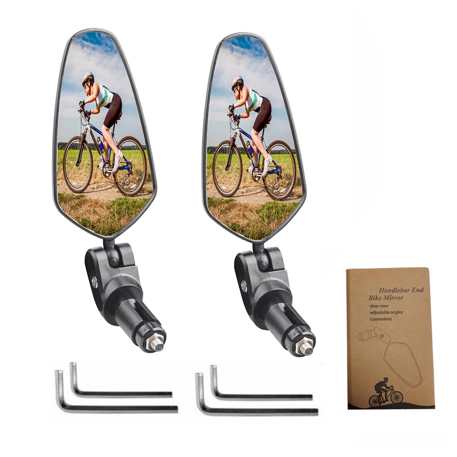 ShiWuYou 2 Pcs Bike Mirrors, Handlebar Bicycle Mirror, Reusable Safe Cycling Rear Vision Mirrors for Motorcycle, Electric, Mountain