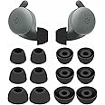 IiEXCEL 6 Pairs Compatible with Pixel Buds A-Series Ear Tips, Replacement Silicone Earbuds Gel Earplug Wing Accessories Compatible with Google Pixel Buds A Series - S/M/L Black